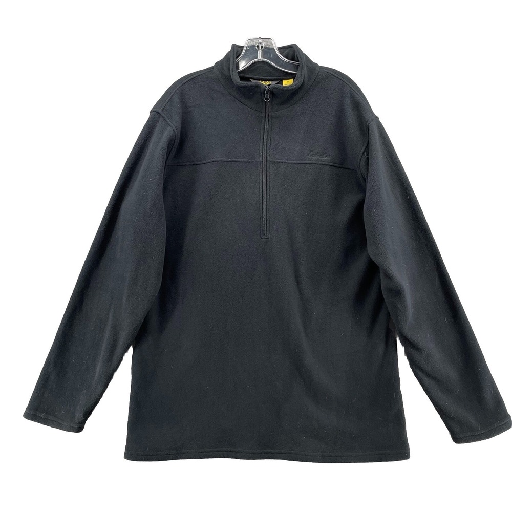 Cabela's Sweater Men Medium Black Fleece 1/2 Zip Outdoor Gorpcore Hiking Outdoor